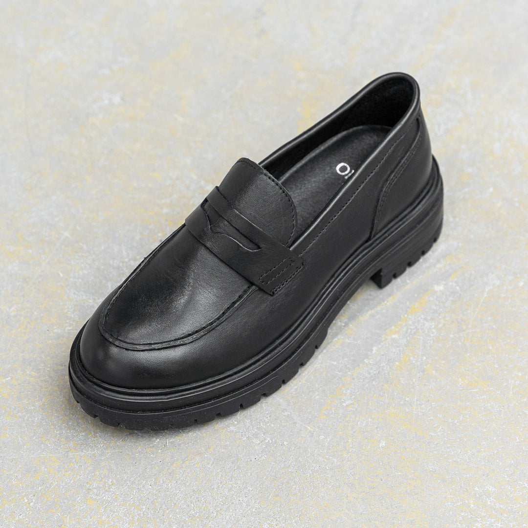 LEYTON LOAFER SADDLE fekete bőr
