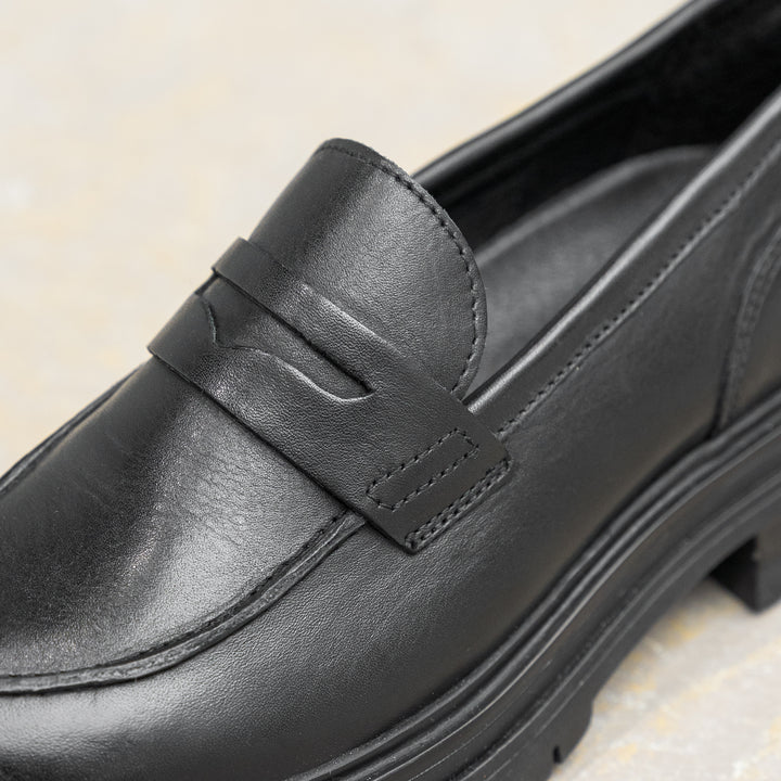 LEYTON LOAFER SADDLE fekete bőr