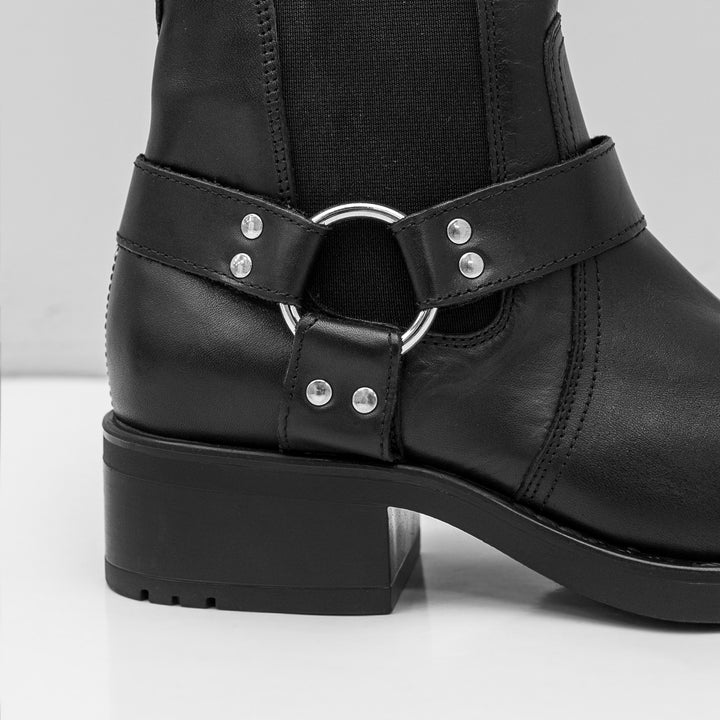 HARLEY BOOTS fekete sima bőr csizma