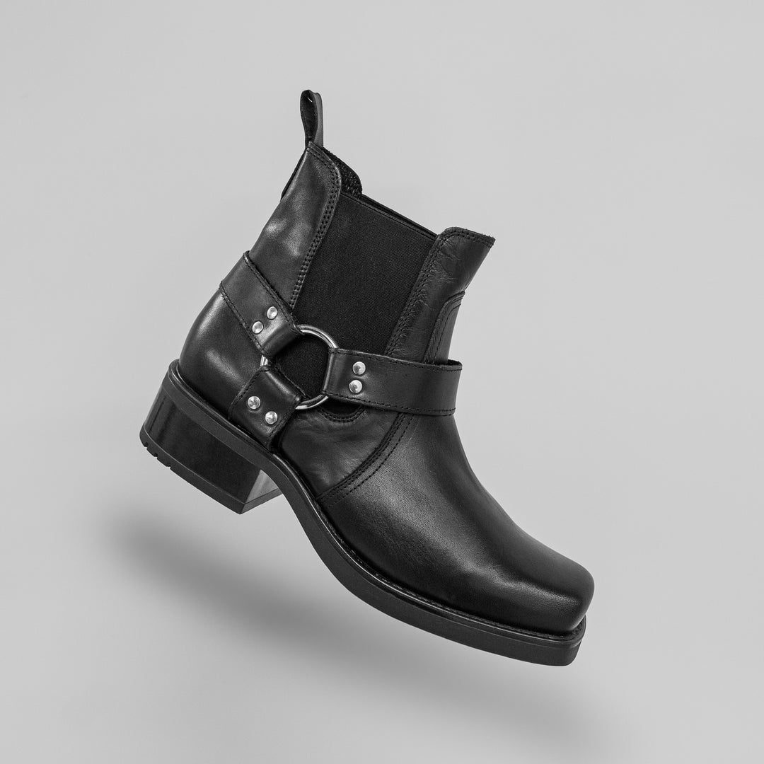 HARLEY BOOTS fekete sima bőr csizma