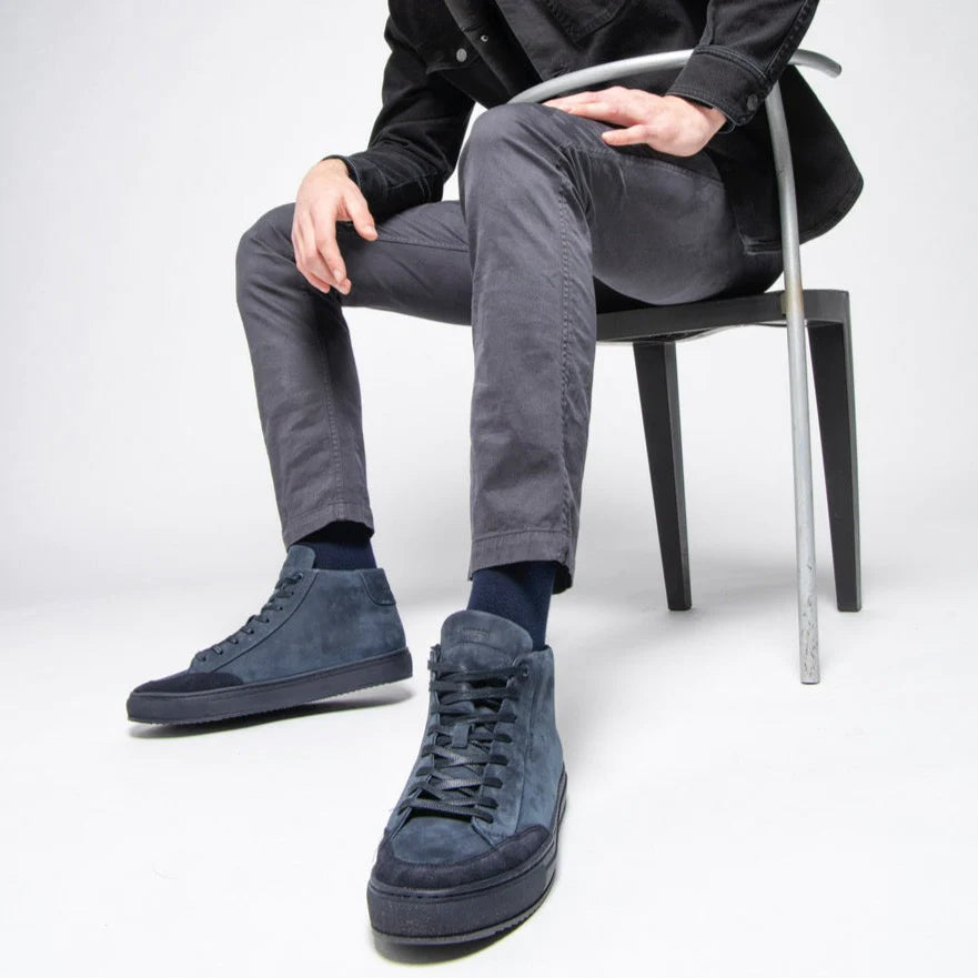SORREN SINNET HIGH Dk kék bőr nubuk sneaker