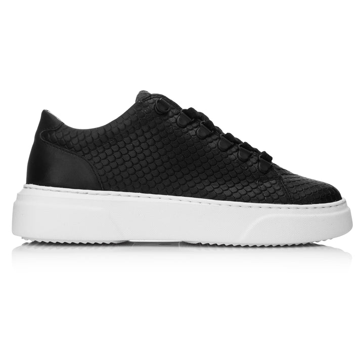 KEA LOW fekete dombornyomott bőr sneaker