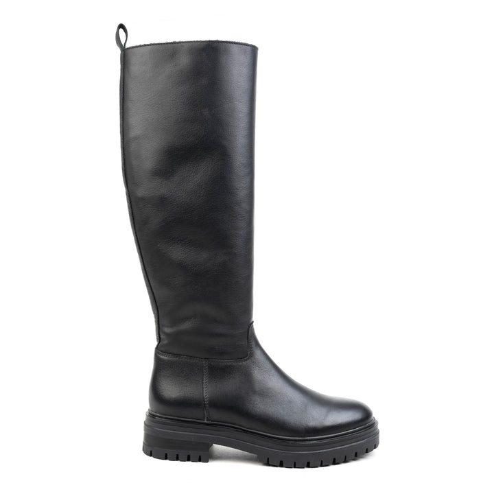 LEYTON HIGH LEG fekete bőr sneaker