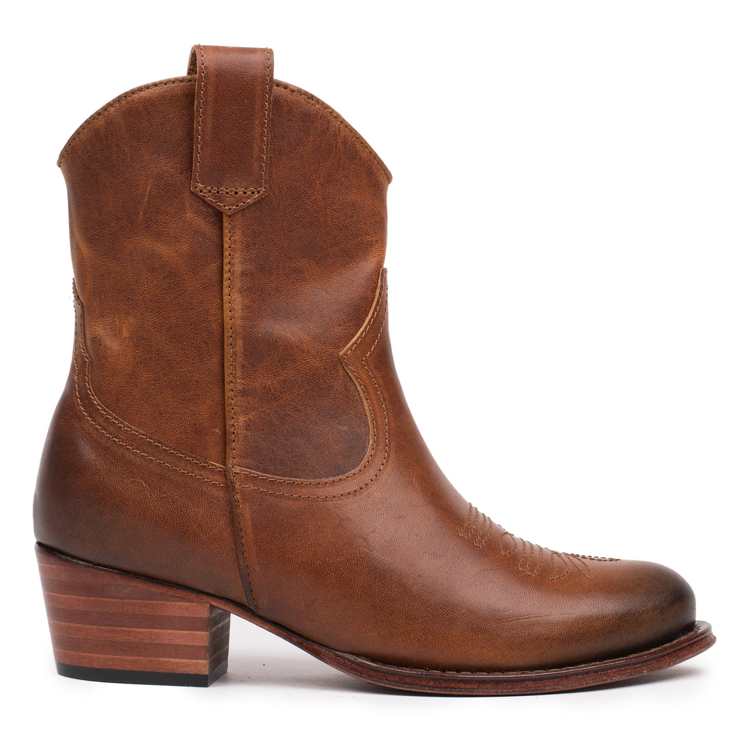 OMNIO Botine Maro | Dulce Western Short Cognac Leather Pull up - s