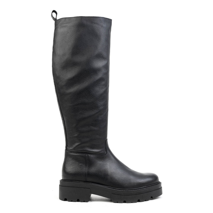 SHARI HIGH BOOT fekete bőr csizma