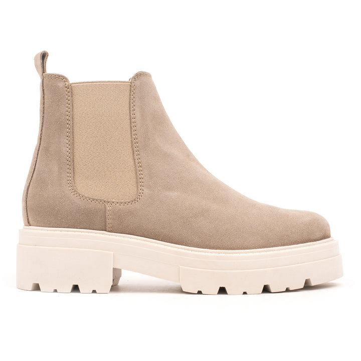 OMNIO Ghete Bej | Shari Short Chelsea Taupe Leather Suede - s