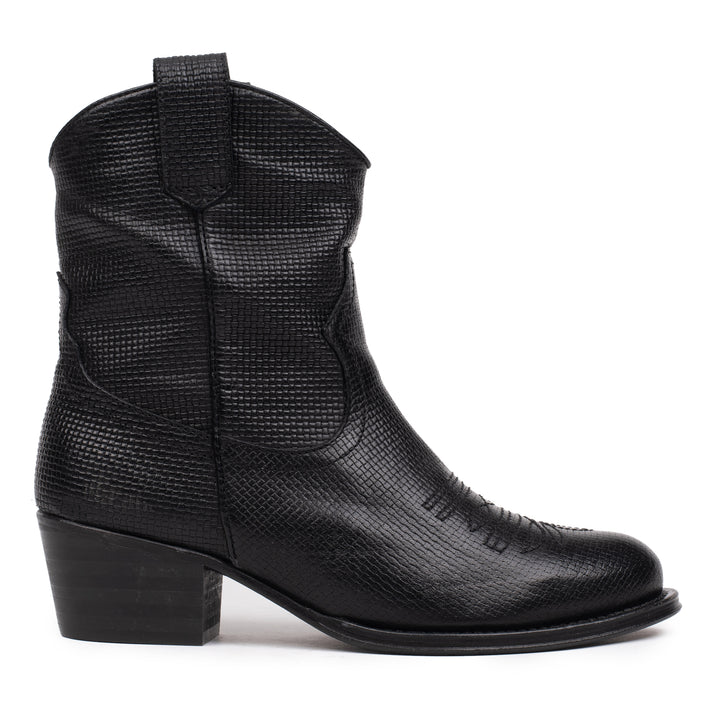 DULCE WESTERN SHORT fekete dombornyomott bőr sneaker