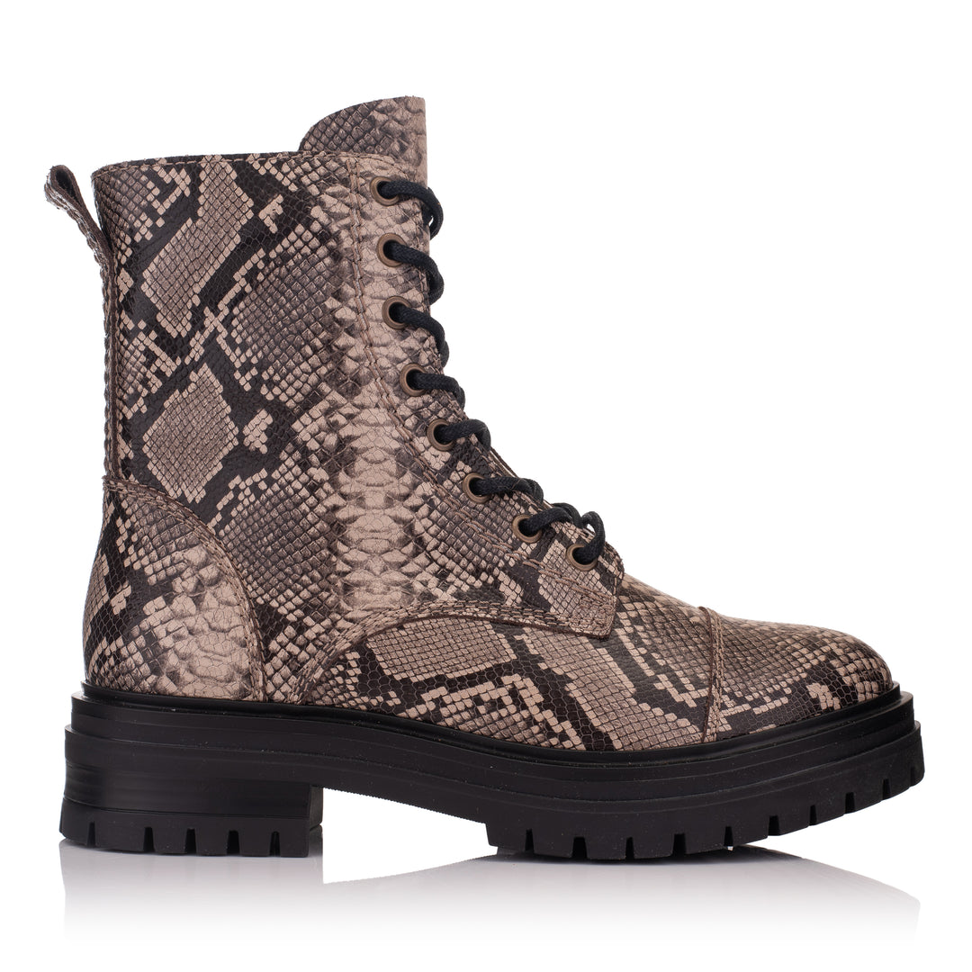 OMNIO Ghete Maro | Leyton Combat Mid Lt.Taupe Leather Snake - s