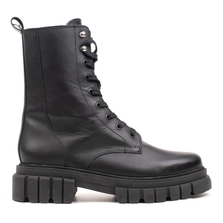 LORETA COMBAT MID fekete mart bőr sneaker