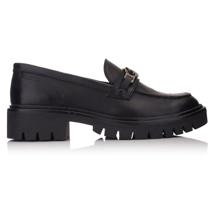 LAURIE CHAIN LOAFER fekete sima bőr